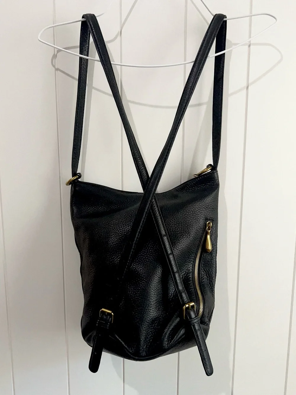 HOBO International Backpack  Purse Genuine Leather Tassel Black